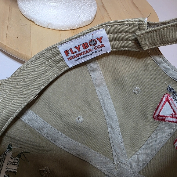 Million Air Hollywood Burbank Strap Back Hat Beige Green Aviation Embroidered - Picture 6 of 6